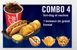 Combo 4 dog and nachos 1 large drink