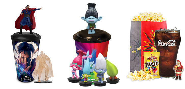 Doctor Strange, Trolls and Santa Claus will make your snacks even better at Cineplex!