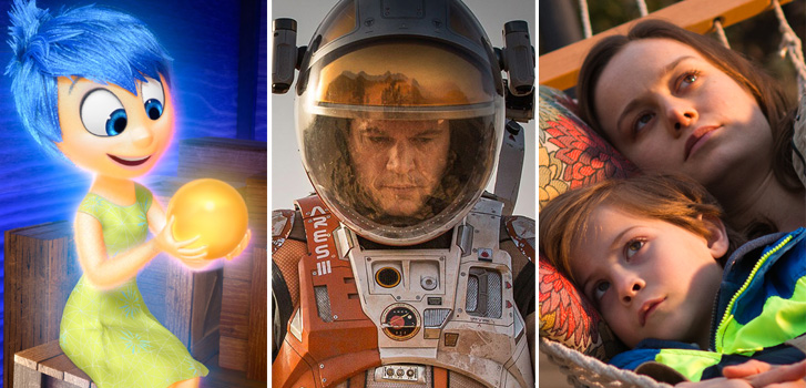 inside out, amy poehler, matt damon, the martian, brie larson, jacob tremblay, room, photo