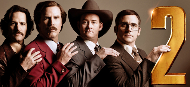 The channel 4 news team from Anchorman 2 strike a pose