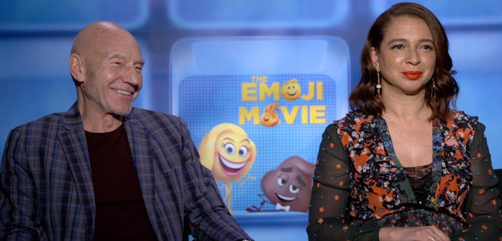 Sir Patrick Stewart and The Emoji movie cast talk emojis with Tanner Zee