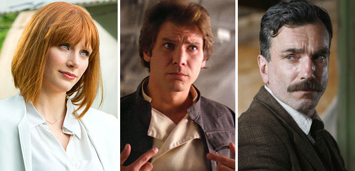 bryce dallas howard, jurassic world, han solo, star wars, daniel day lewis,