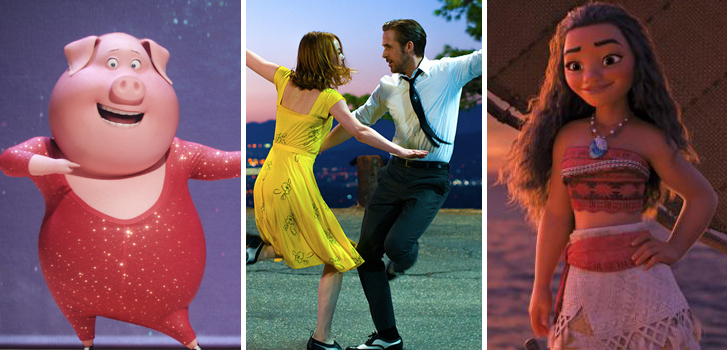sing, la la land, moana,