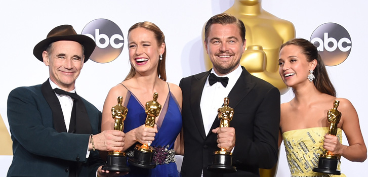 mark rylance, brie larson, leonardo dicaprio, alicia vikander, oscars, image