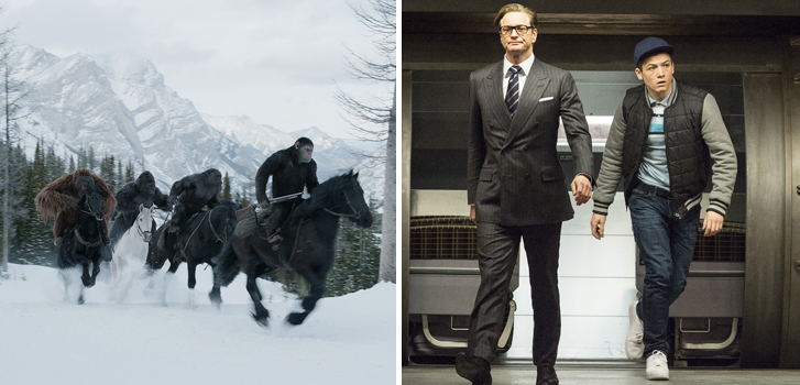 war for the planet of the apes, kingsman the golden circle, colin firth, taron egerton, woody harrelson