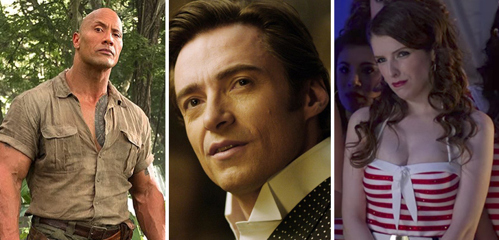 jumanji, the greatest showman, pitch perfect 3, cineplex, movies, trailers, posters