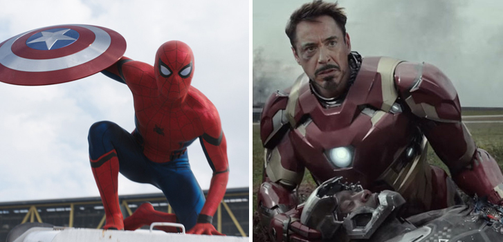 tom holland, spider-man, iron man, robert downey jr, captain america: civil war, images,